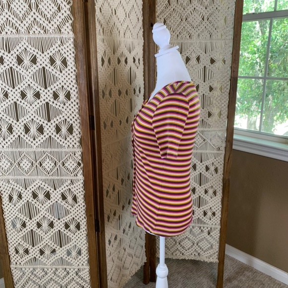 Maeve Button Up Striped Ribbed Top Multicolor Medium - Picture 3 of 8